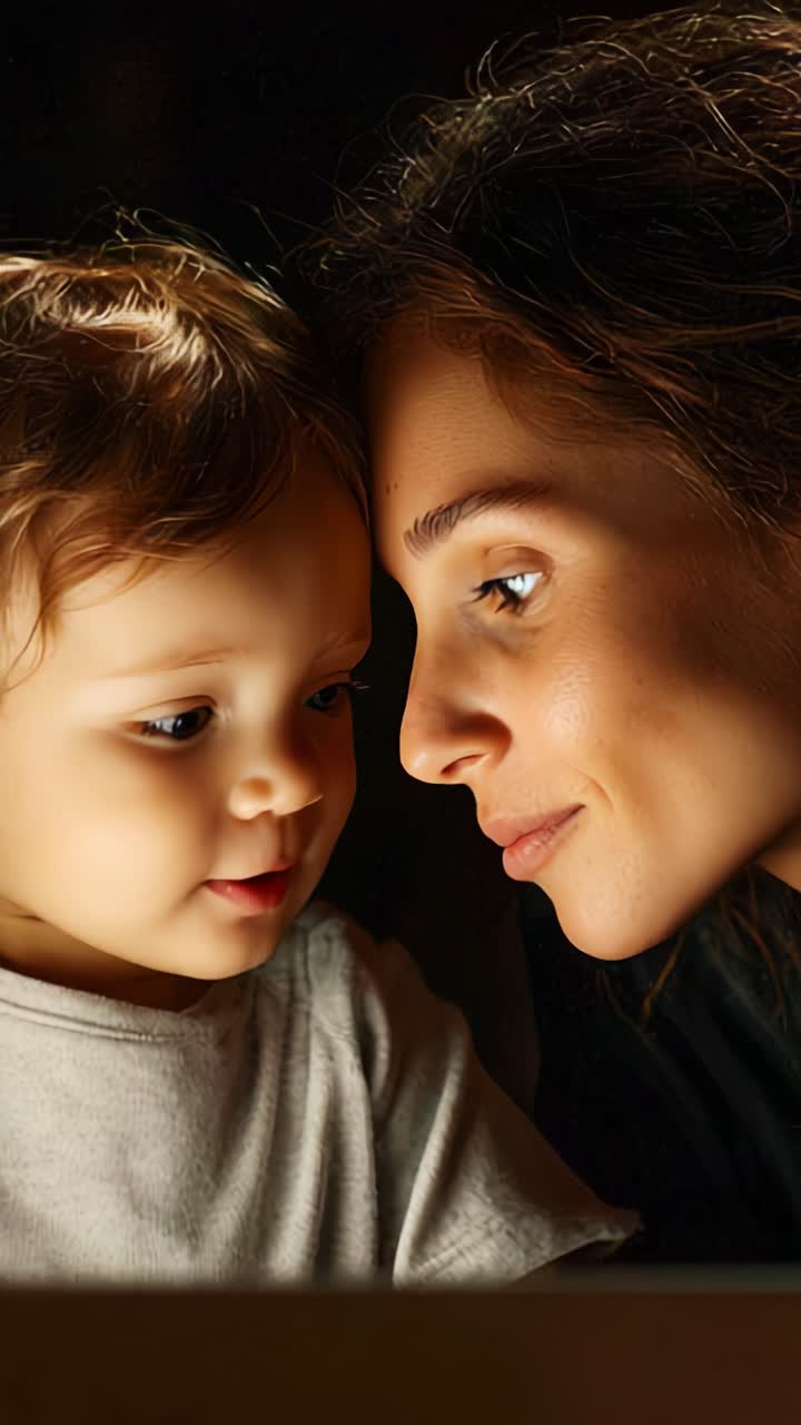 Momenti teneri tra madre e figlio: un legame toccante catturato in immagini distinte che mostrano amore e tenerezza nei loro sguardi
