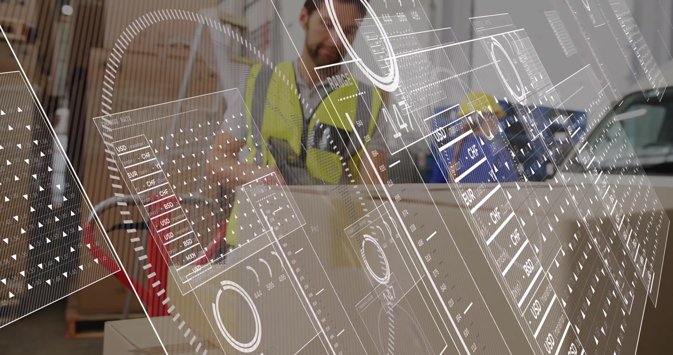 Workers walking with clipboard and scanning in warehouse