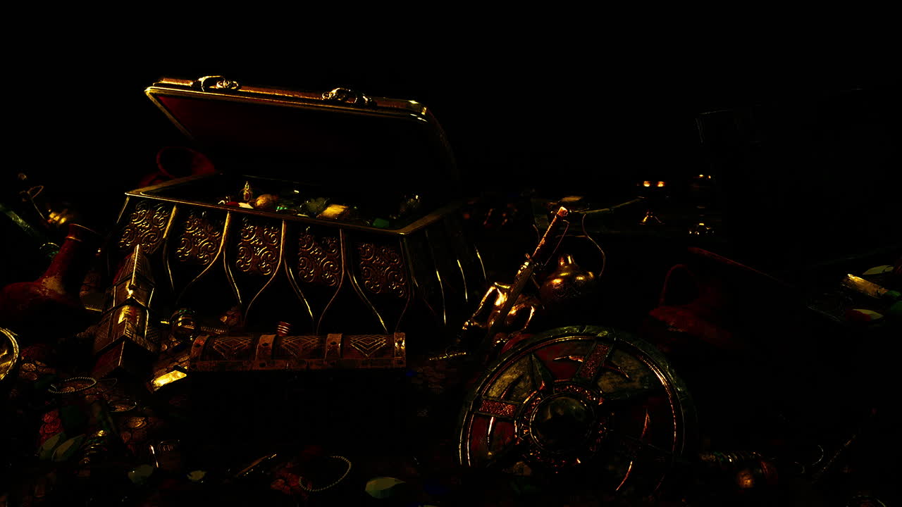 어 ⁇  속에서 보석과 금 동전을