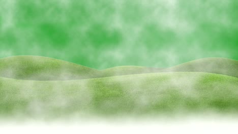 moving fog over green hills with green screen background