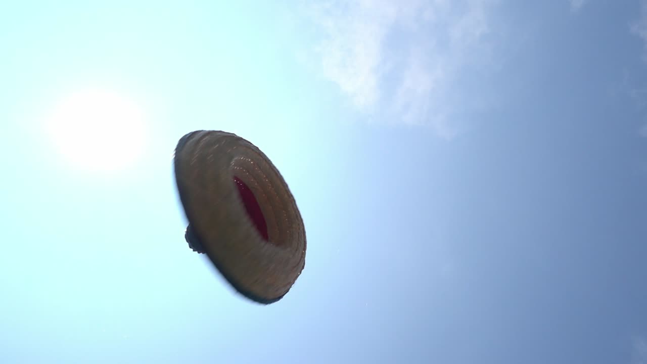 un sombrero mexicano volando en el aire