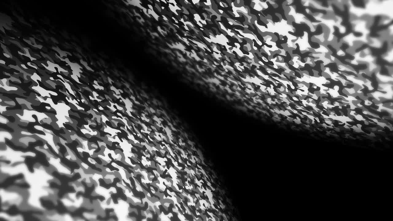 백색 위장 패턴 배경, 군사 유니폼 개념, 추상적인 선과 파동 텍스처, 루프 애니메이션