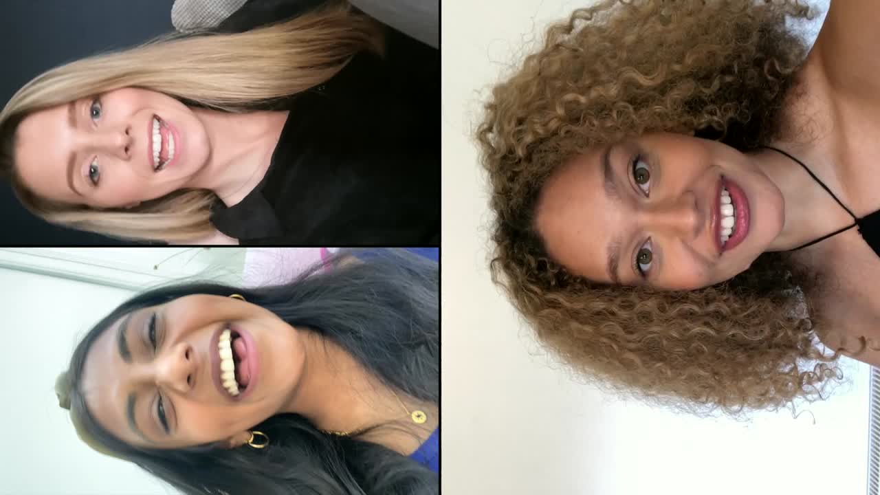 tres amigas hablando por video chat