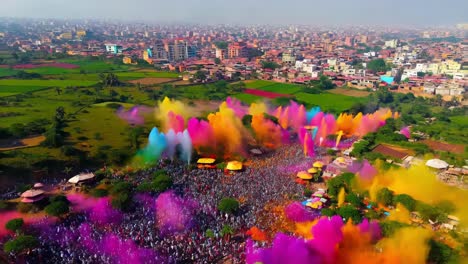 vista aérea colorida de una celebración