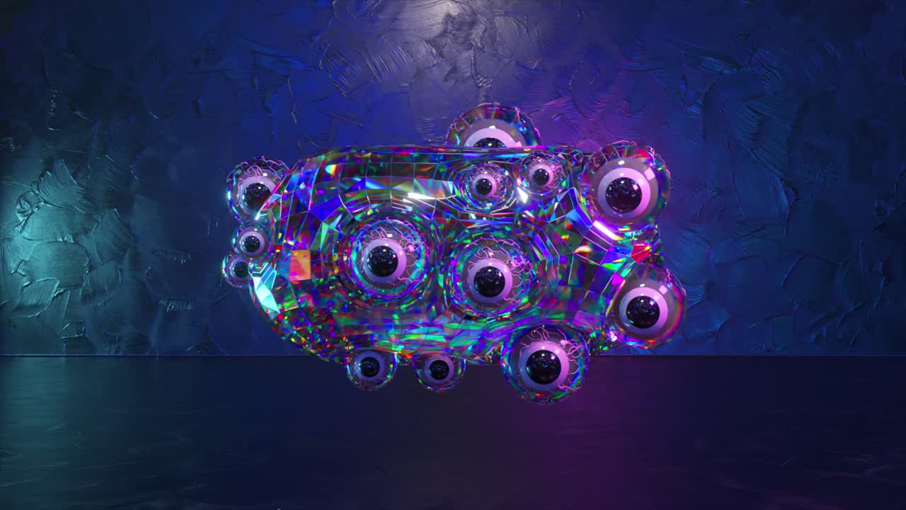 objeto de cristal brillante con ojos