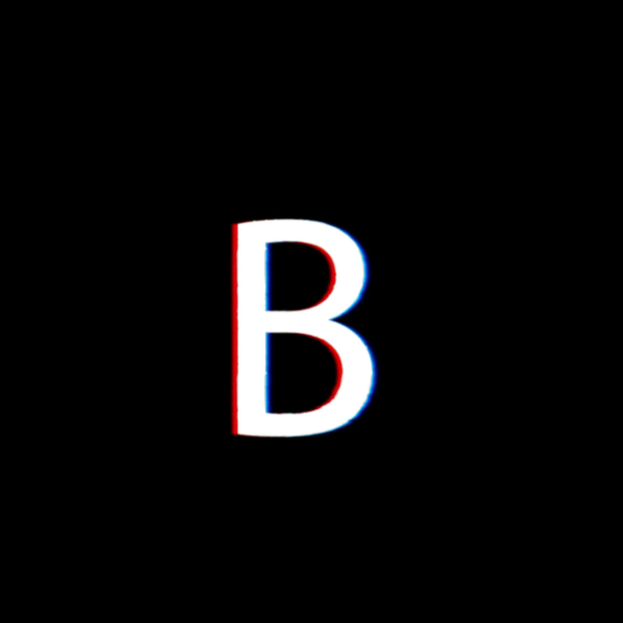 Effetto glitch animato sulla lettera B