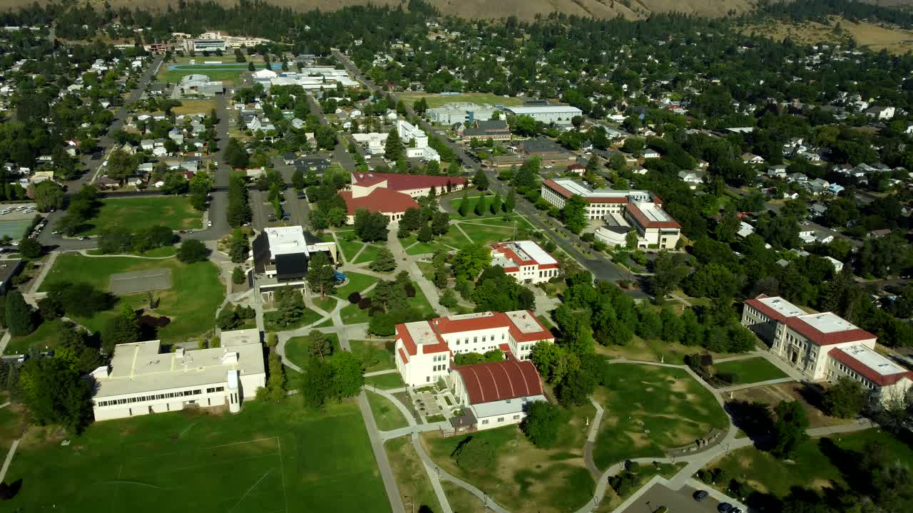 US, Oregon, La Grande, Eastern Oregon University, 2025-08-11 - Drone view of Eastern Oregon University (EOU) campus