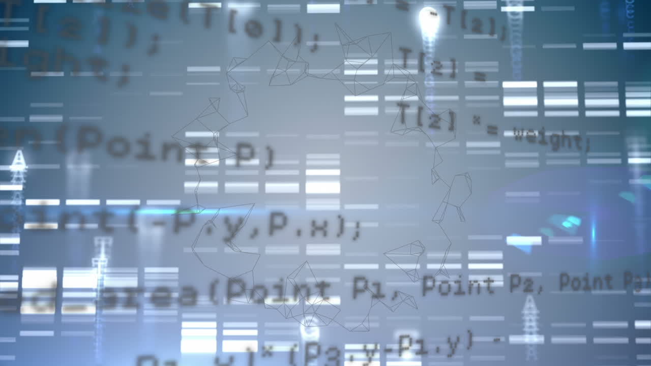 animación del procesamiento de datos científicos sobre un fondo oscuro