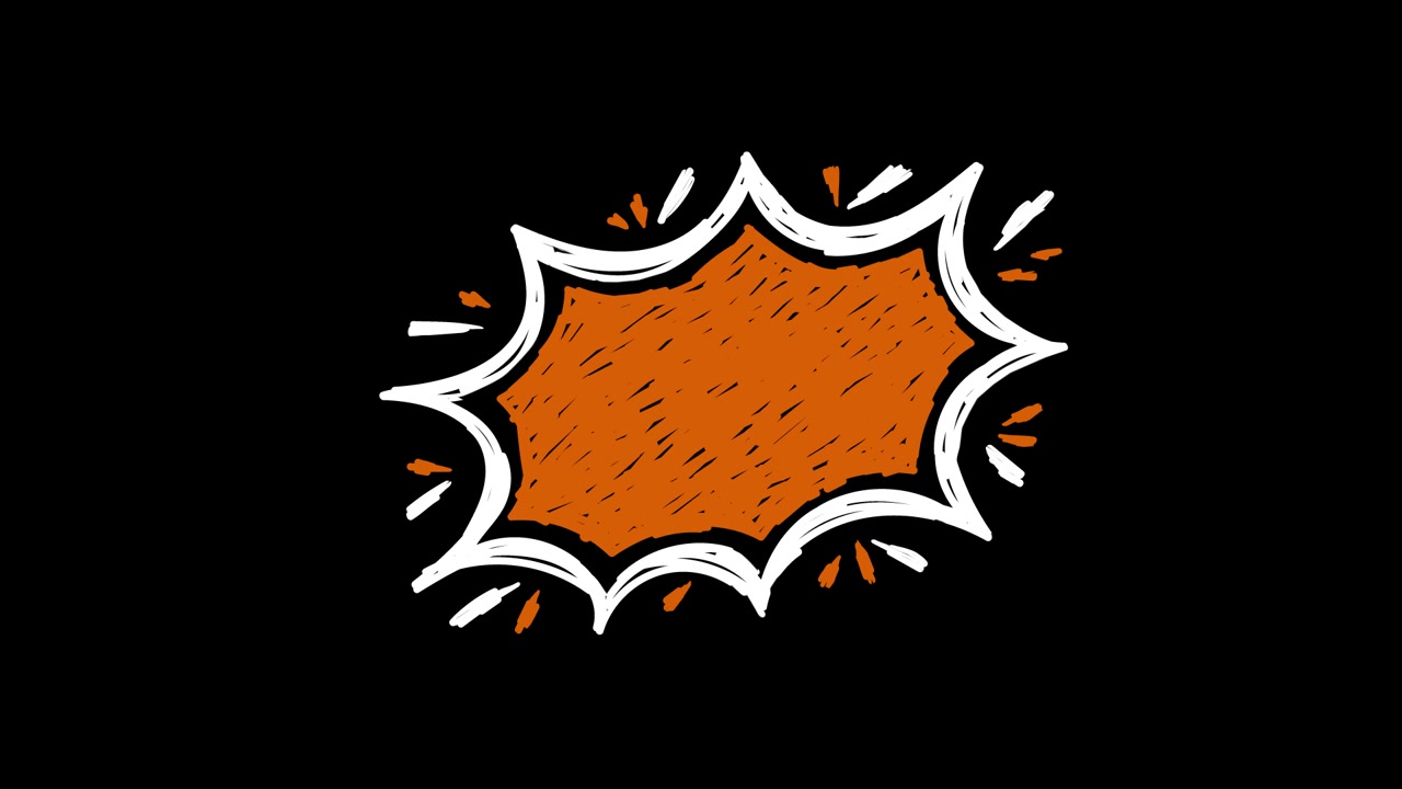 Animated Comic Book Style Speech Bubble Appearing on Black Background