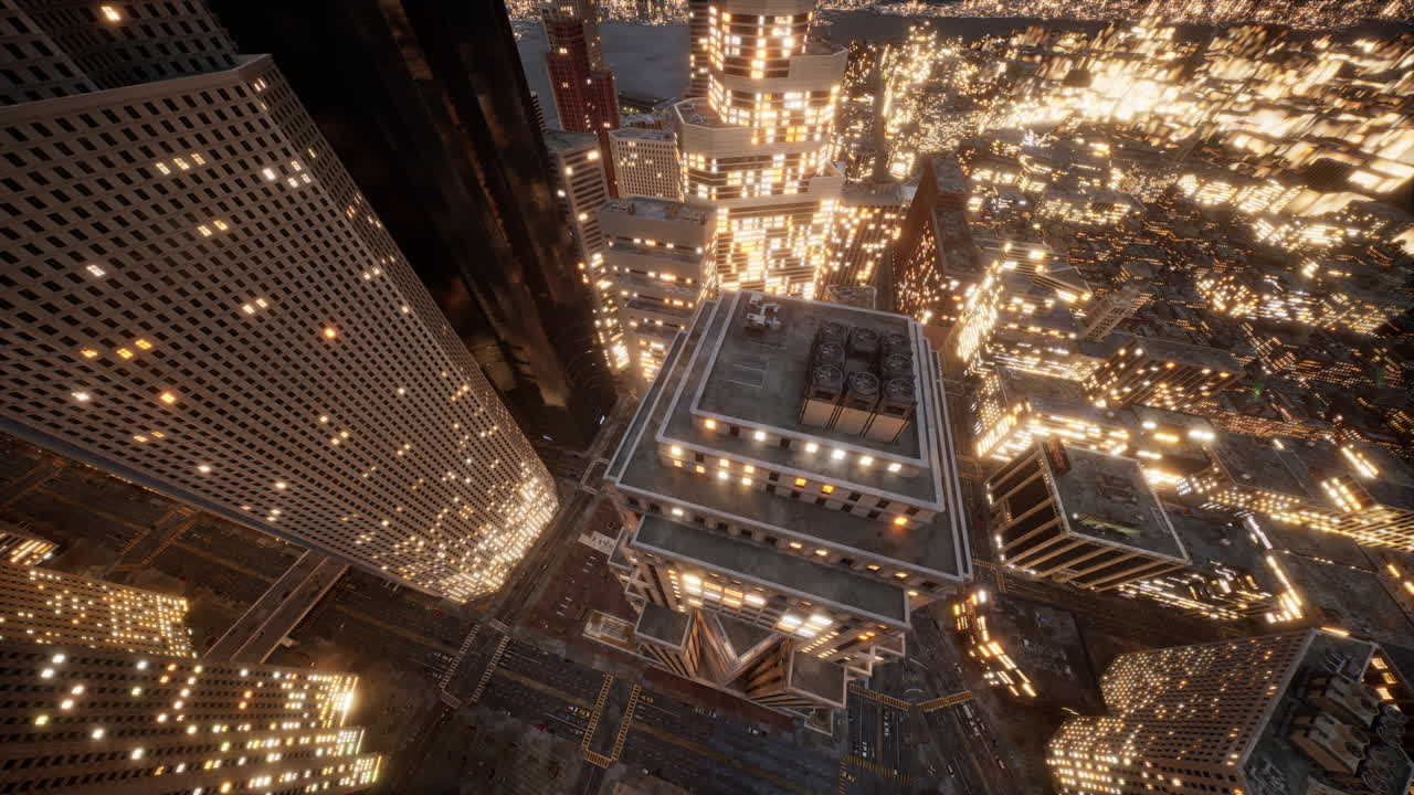 vista aérea de edificios de gran altura brillantes