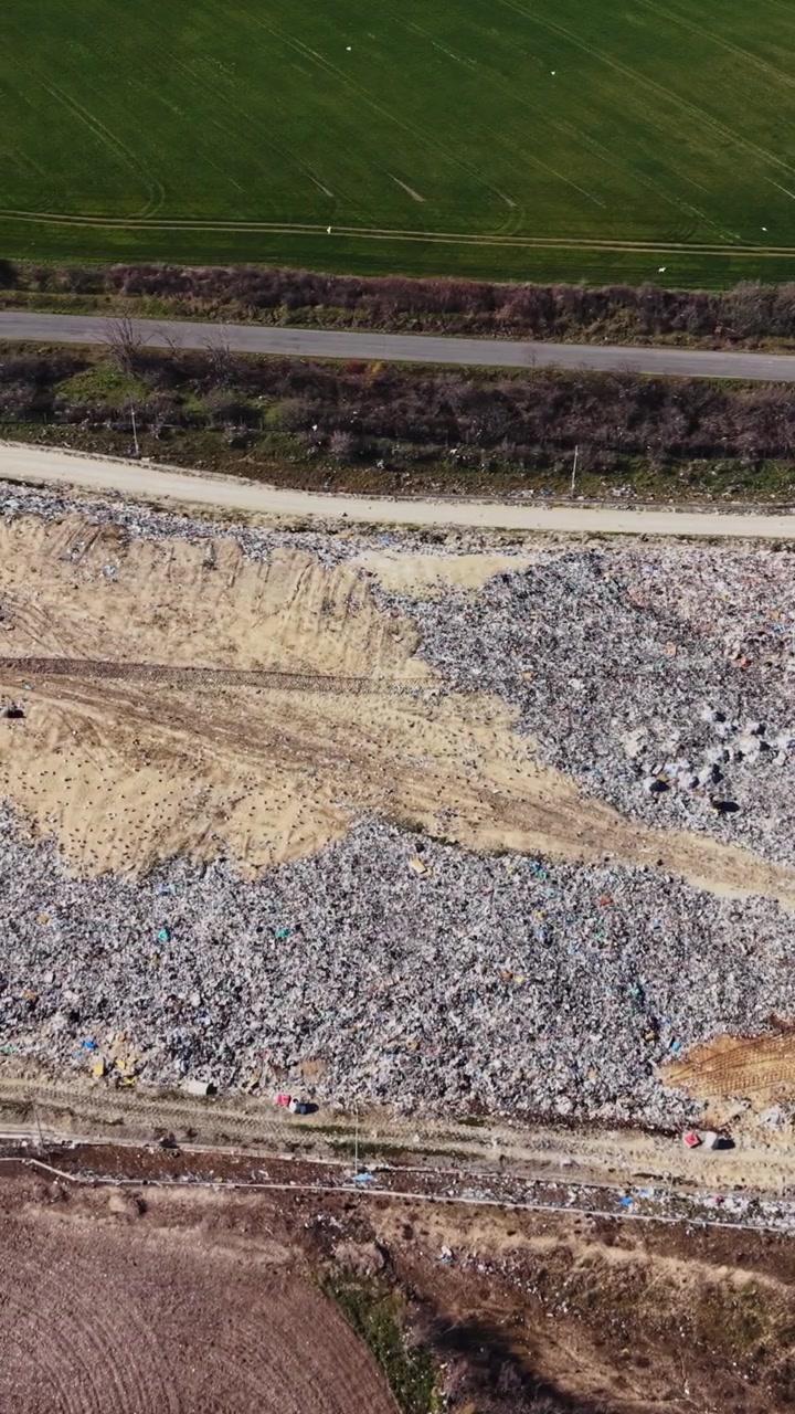 Aerial view of a large municipal landfill site