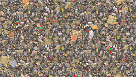 Recycling Landfill waste background loop tile falling