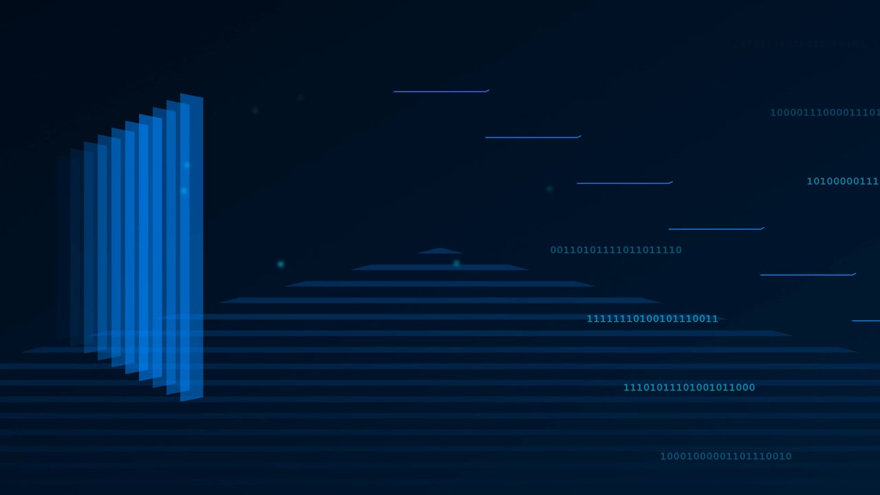 Abstract Digital Background with Floating Binary Code and Data Layers