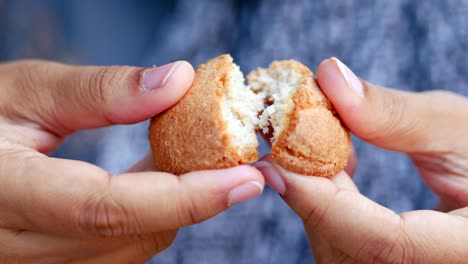 closeup of a broken cookie