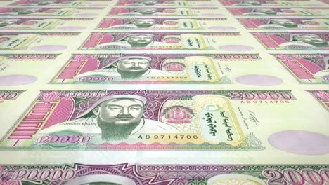 billetes de veinte mil tugrik mongol de mongolia, dinero en efectivo, bucle