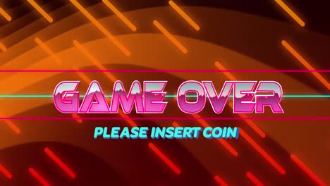 animation of game over, please insert text over looping lines against wave pattern in background