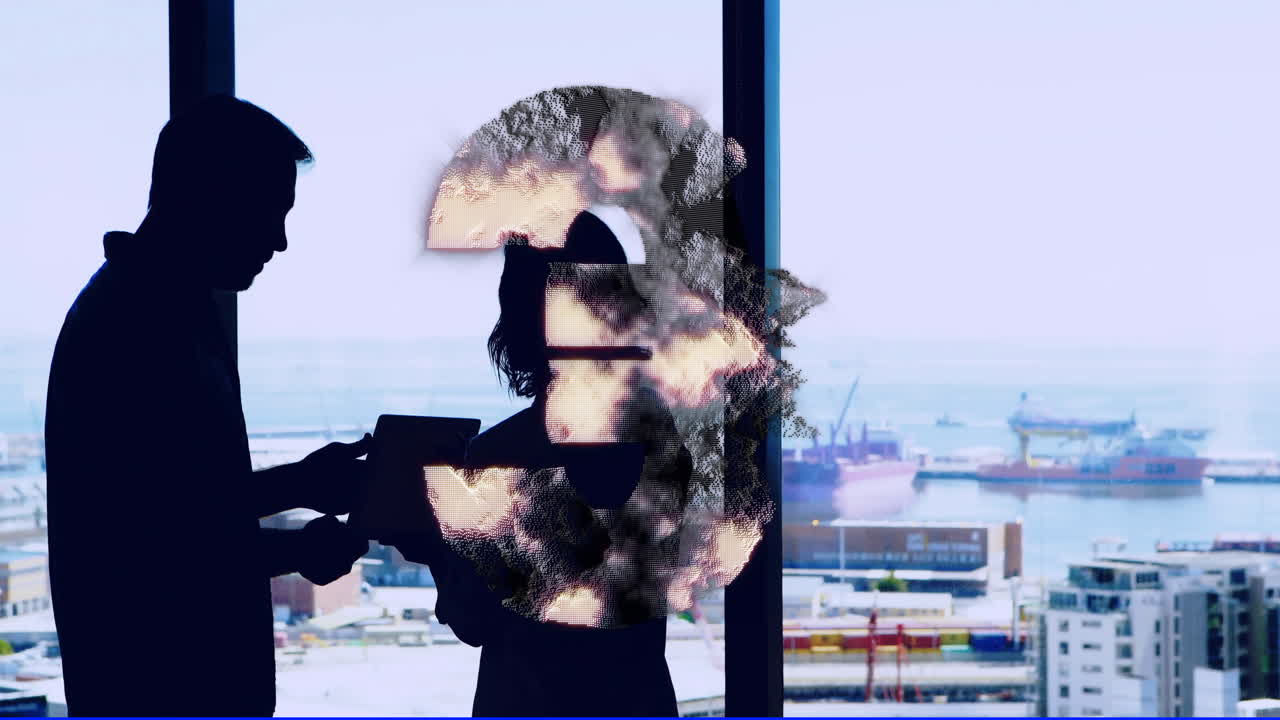 타블을 가진 실루 비즈니스 사람들 3 번 카운트다운 애니메이션