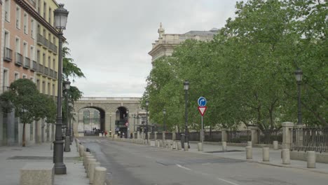 zoom out shot of a street in madrid spain