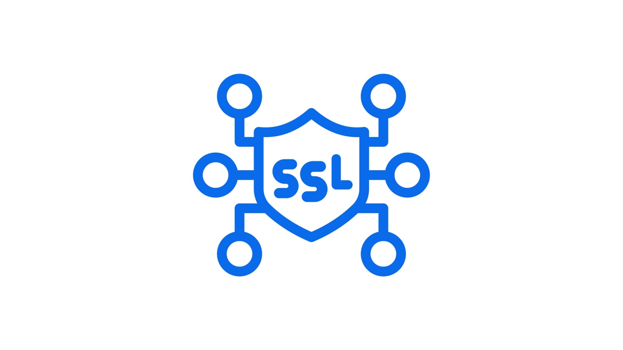 Animated SSL Security Shield and Network Connections Icon