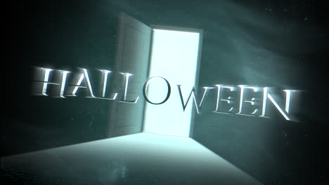 Animation-text-Halloween-and-mystical-horror-background-with-dark-door-of-room