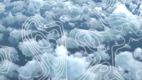 animación de líneas en movimiento sobre el cielo nublado