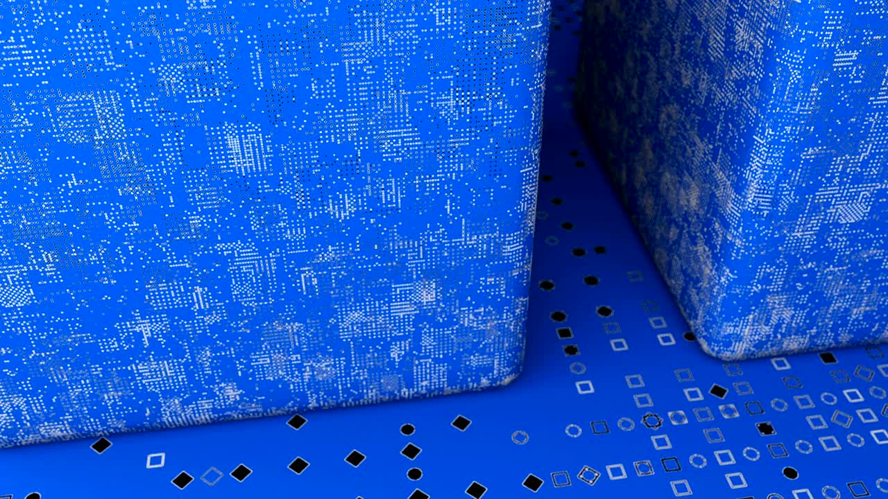 추상적인 이동 큐브와 바닥, 3d 렌더링 디지털 배경, 루프 가능