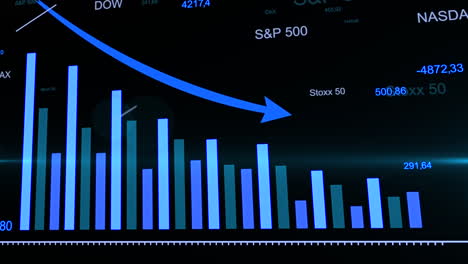 trading market crash. falling blue arrow on business diagrams