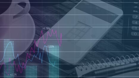 Animation-of-financial-data-processing-over-calculator