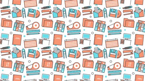 moderno fondo de textura sin costuras de oficina plana, iconos de herramientas de trabajo
