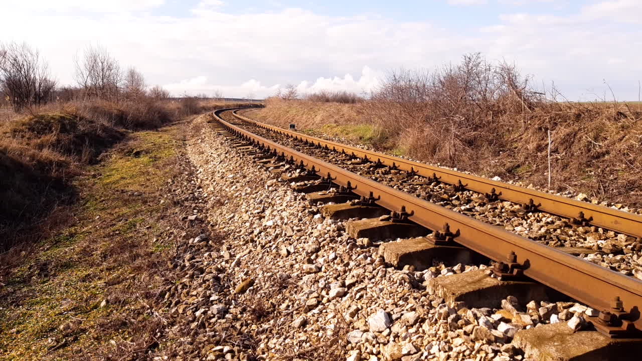빈 철도 기차 트랙 강철 레일, 넥타이 및 자갈