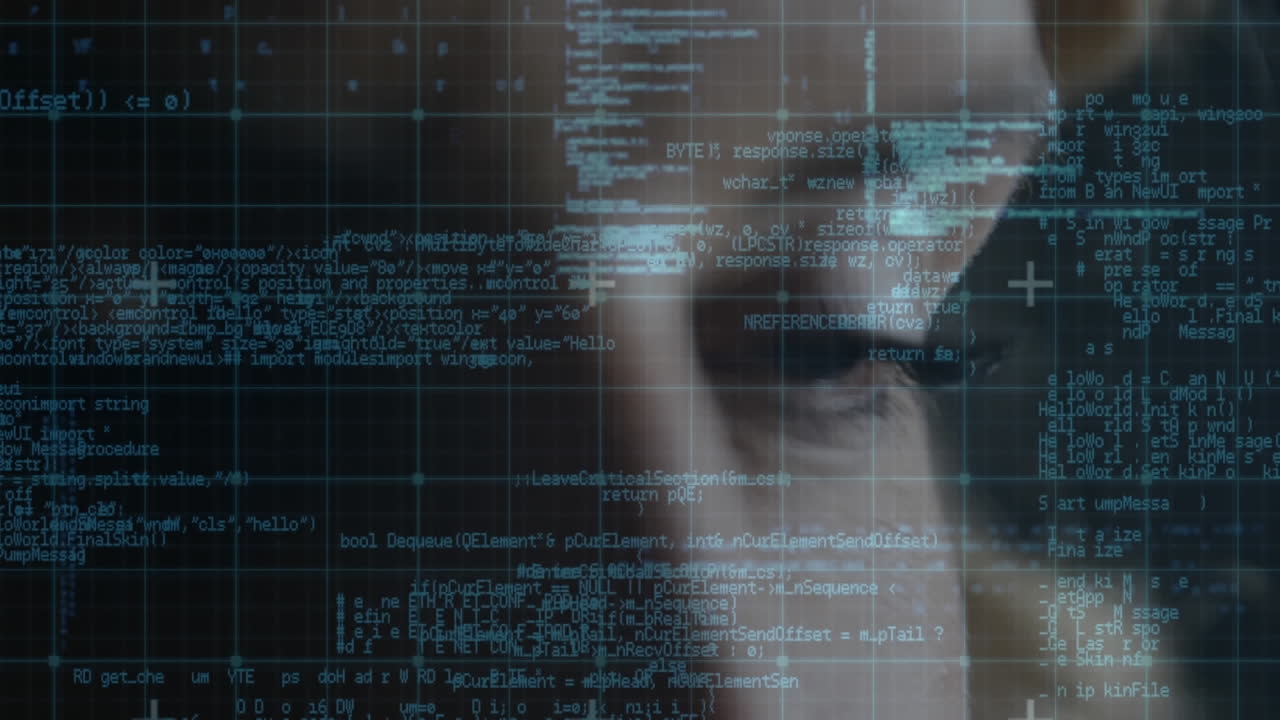 Animation af databehandling over kaukasisk kvinde
