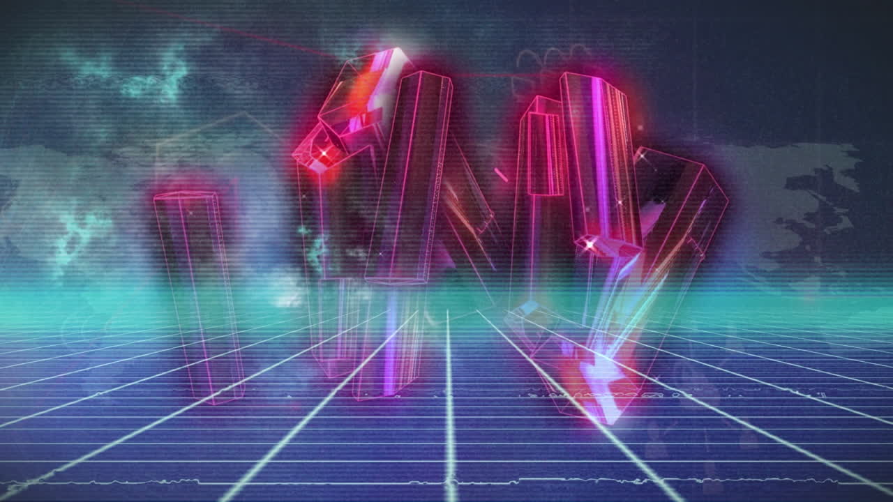 크리스탈과 모양에 대한 데이터 처리의 애니메이션.