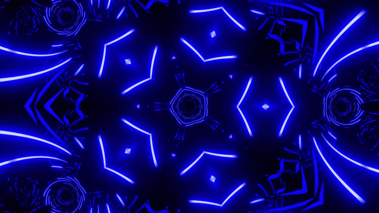 Vj Loop Blue Neon kaleidoscope. Seamless animation.