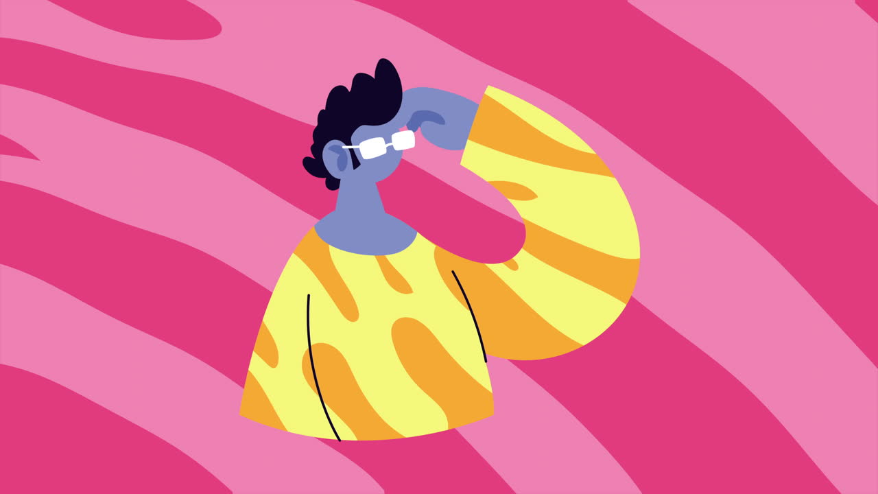 modelo de hombre joven con gafas de animación