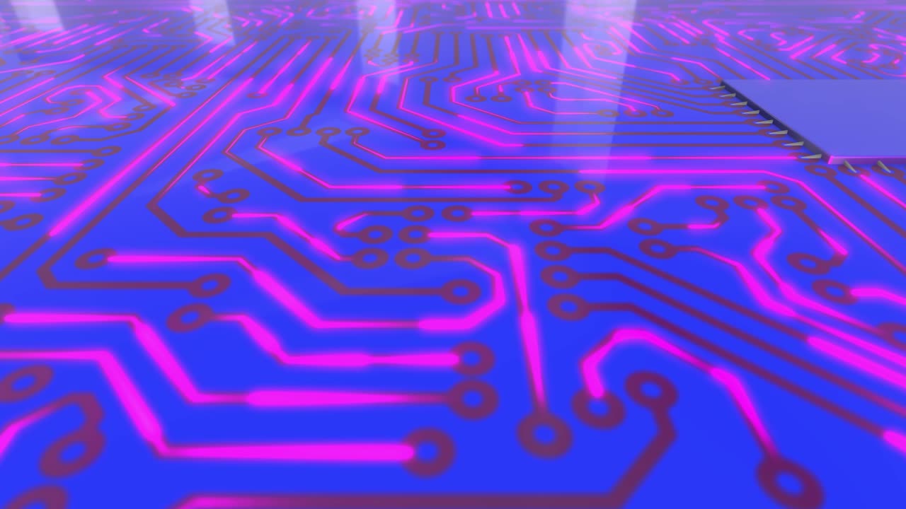 파란색과 분홍색 컴퓨터 회로 보드 루프 4k
