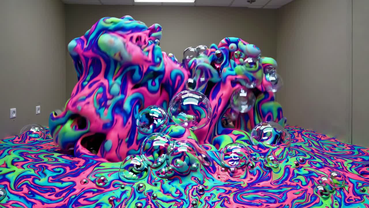 Abstract Liquid Art with Bubbles