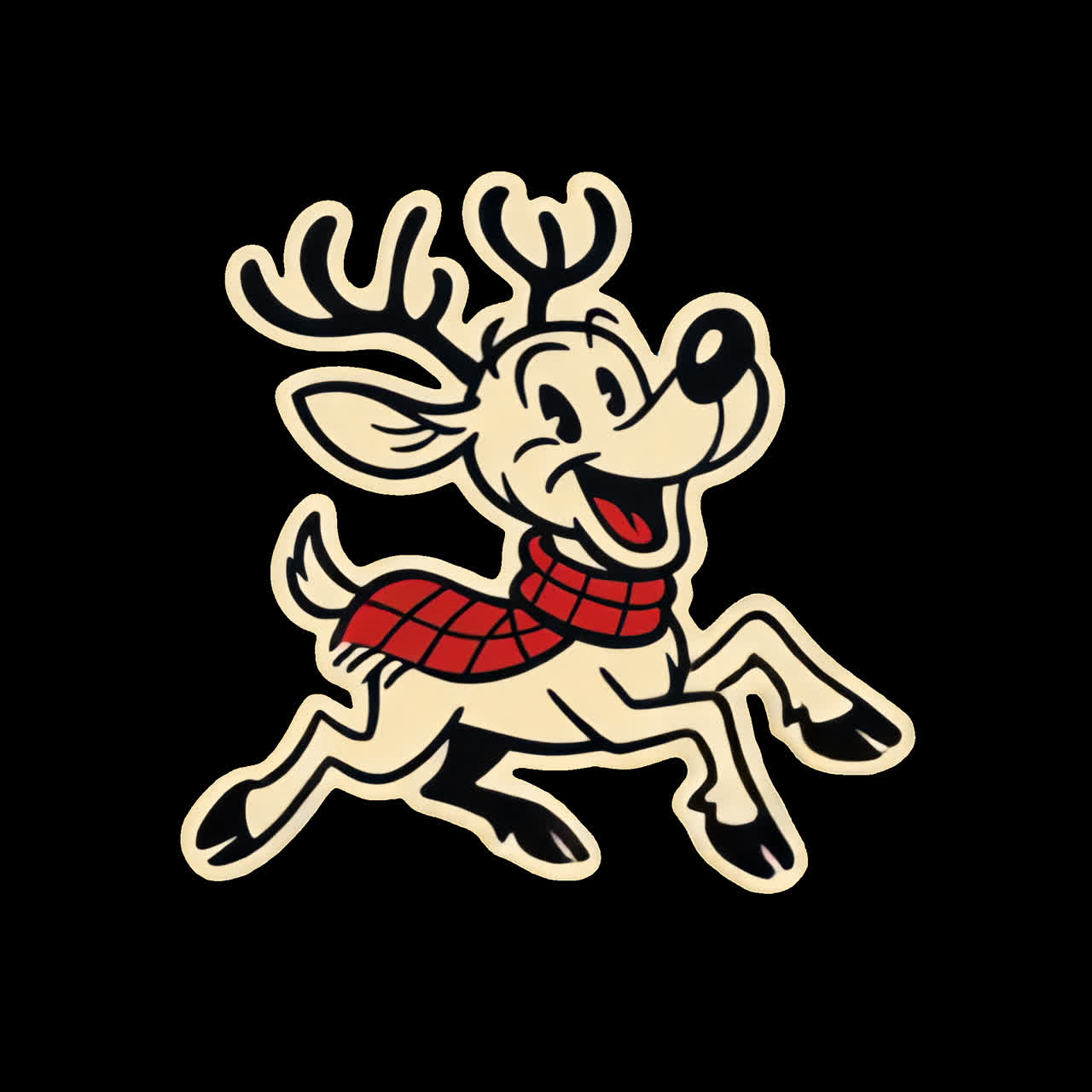 Cheerful cartoon reindeer illustration animation isolated asset, transparent 4K video, alpha