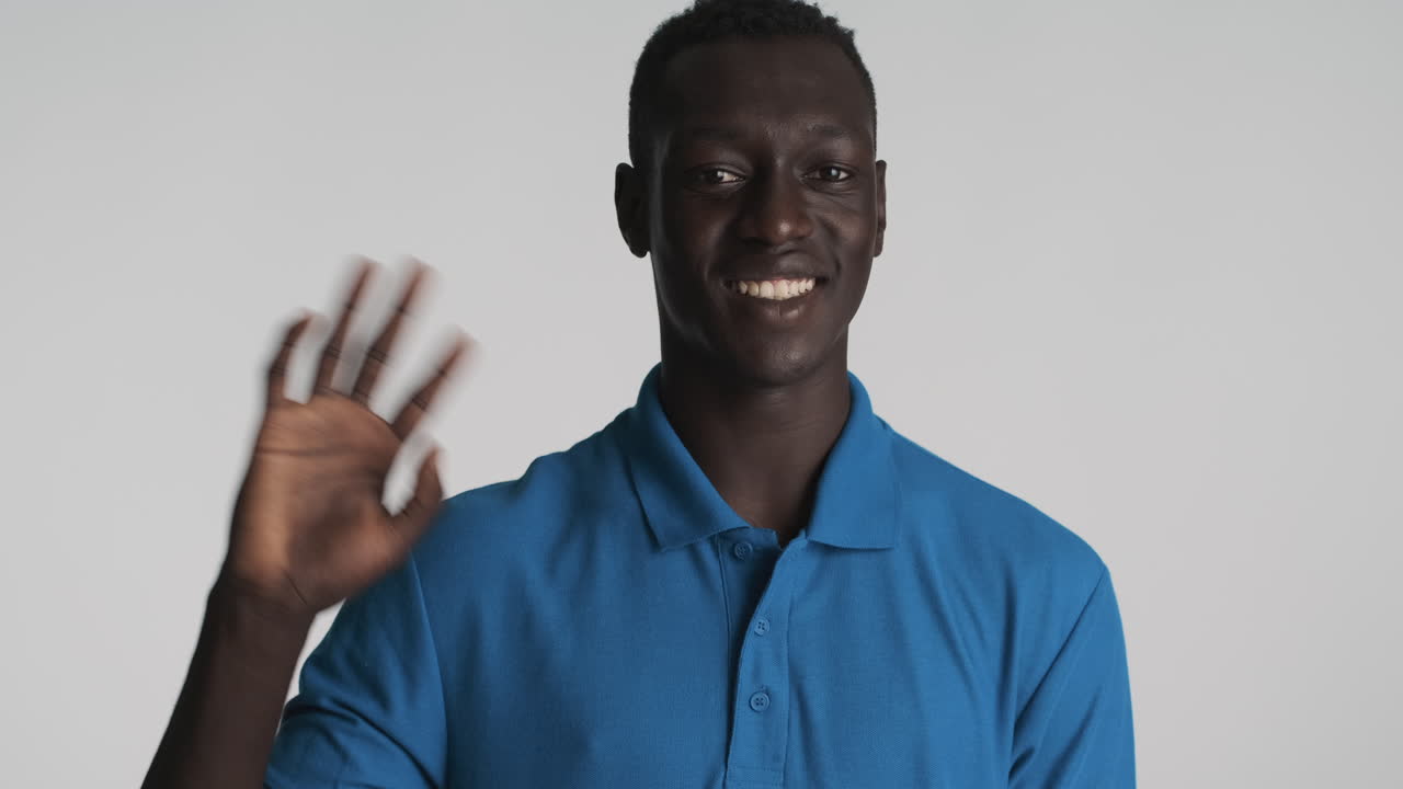 African american man on grey background.