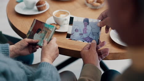 Hands,-people-and-photograph-with-memory-at-home