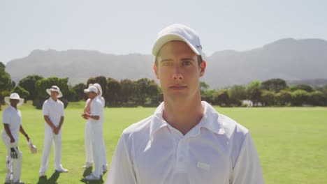 cricket player looking at the camera