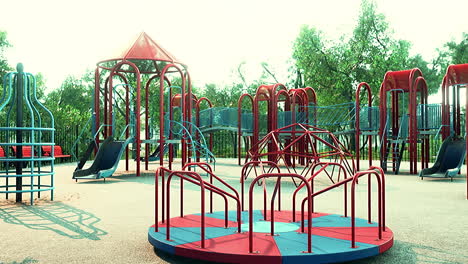 empty colorful children playground set in park