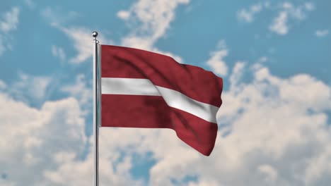 latvia flag waving in the blue sky realistic 4k video