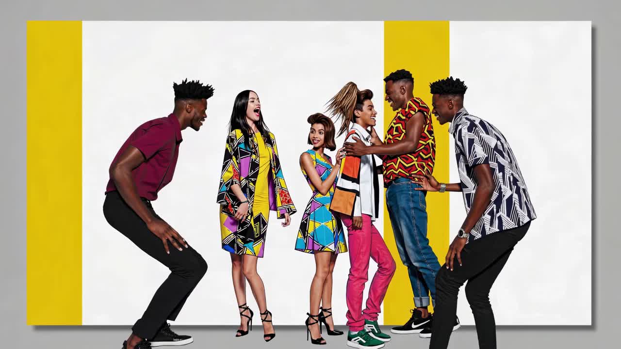 retrato de grupo en una vibrante moda de inspiración africana