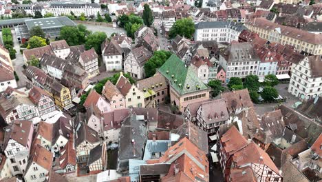 colmar france old town centre drone, aerial