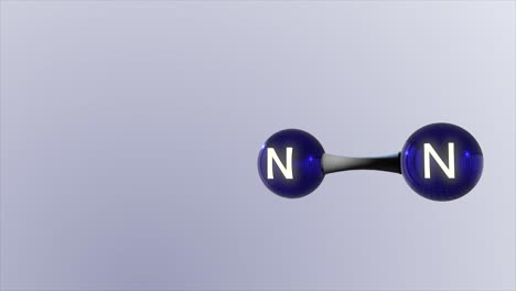 high quality cgi render of a scientific molecular model of a nitrogen molecule, with space on the left of screen to add information or data