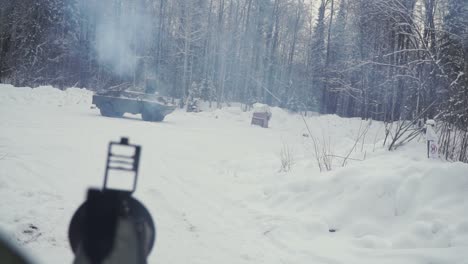 military training exercise in winter