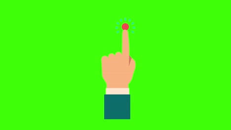 animation of a touching hand icon on a green screen