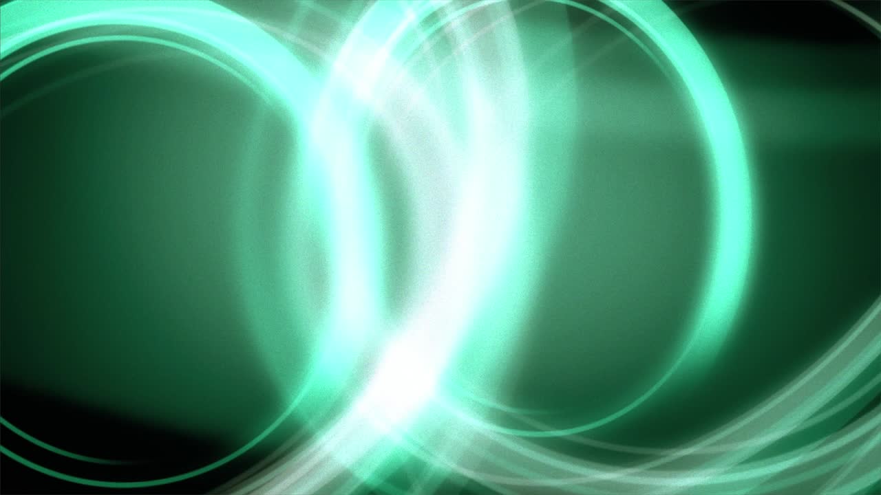 공간에서 움직이는 녹색 원의 추상적인 배경