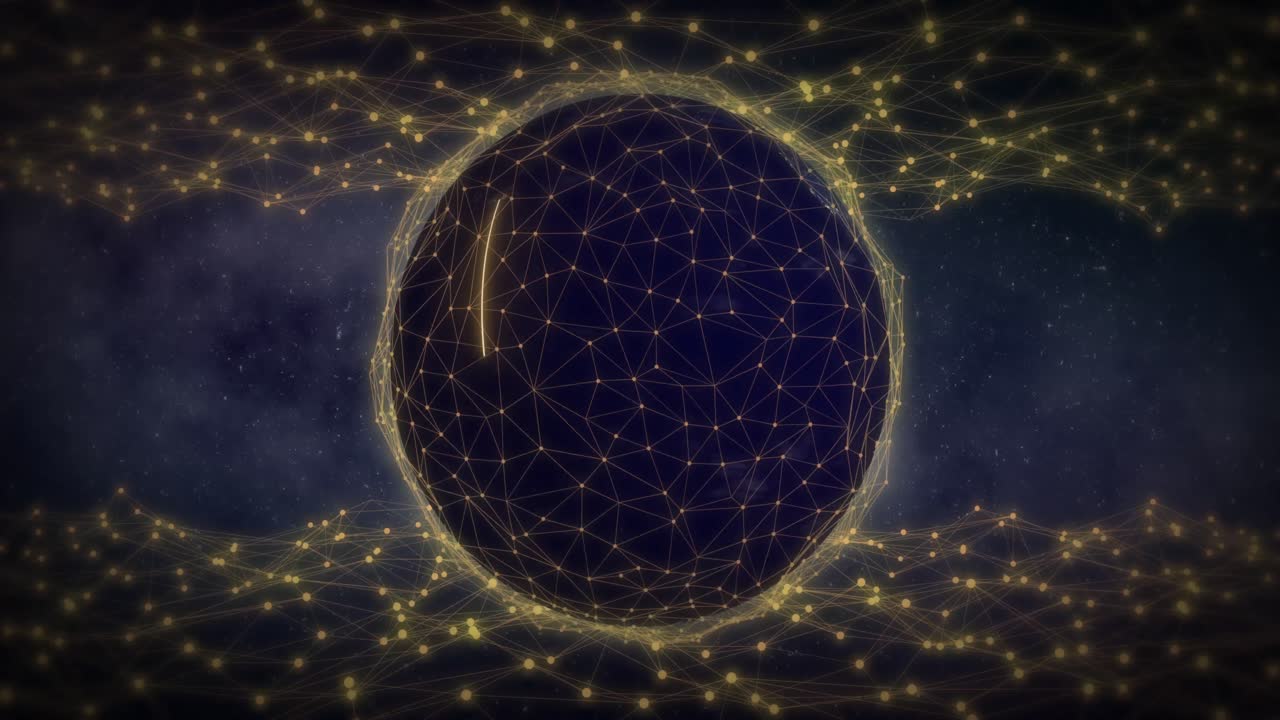 animación del globo con una red de conexiones sobre las estrellas