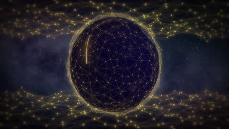 Animation of globe with network of connections over stars